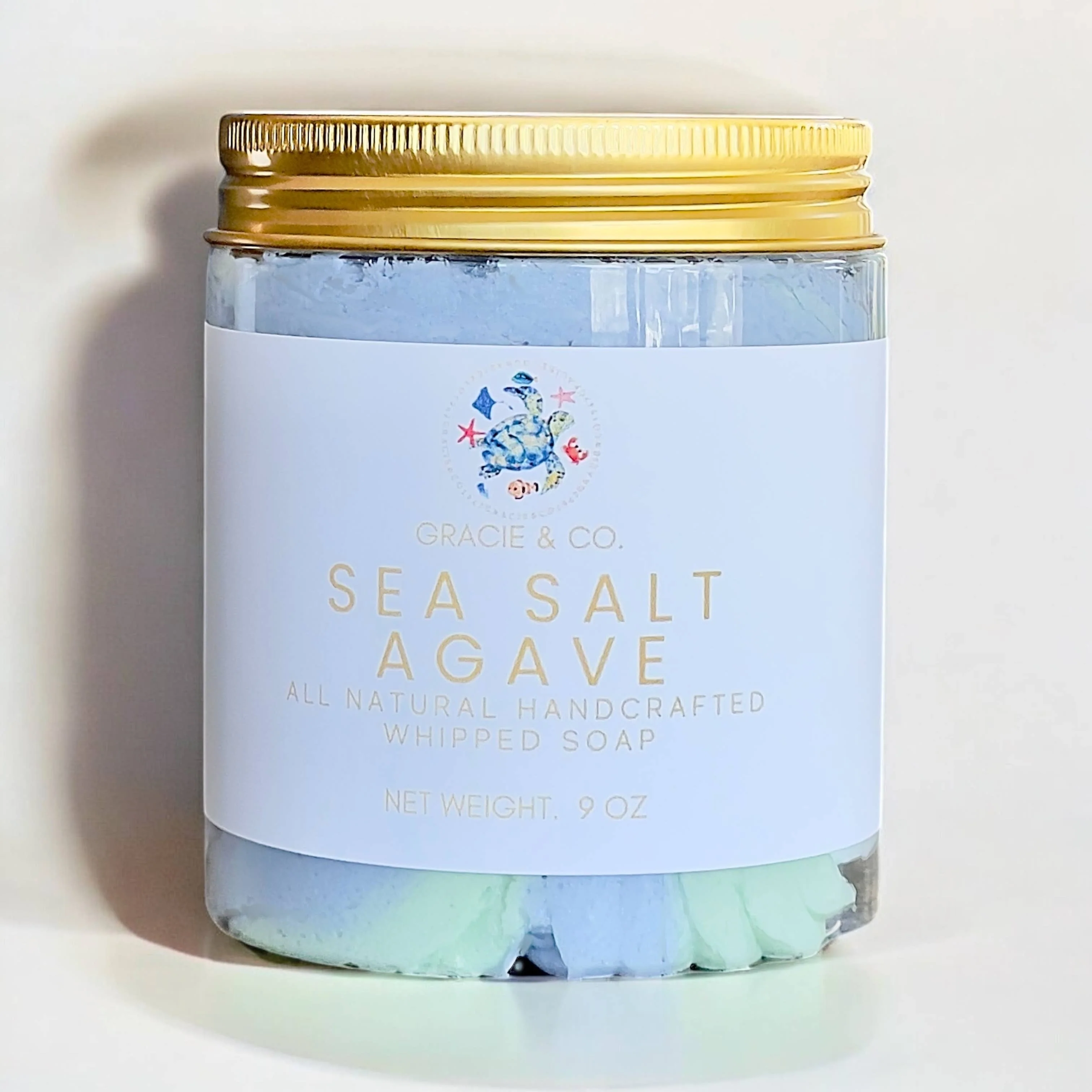 Creamy Shea Butter Whipped Soap & Moisturizing Shaving Cream – Sea Salt Agave (Standard)